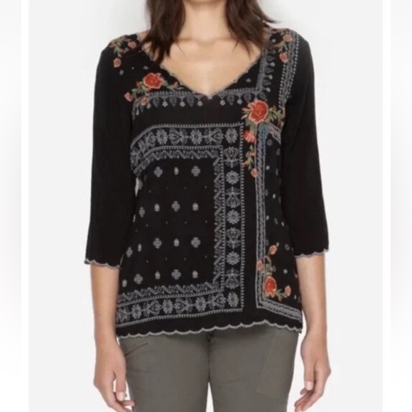 Johnny Was Bennett Floral Embroidered Top XL - Picture 3 of 14